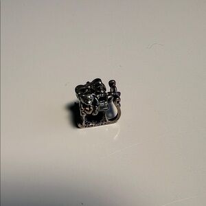 Authentic Retired Pandora Sleigh Charm 925 with Gold Plated Accent Heart